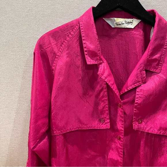 Diane Von Furstenberg Vintage Fuchsia Button Up Top - Picture 3 of 11
